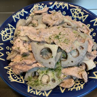 豚肉と蓮根のシャキシャキ海苔塩炒め^_^